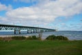 Mackinaw bridge over Lake Superior and Lake Huron Royalty Free Stock Photo