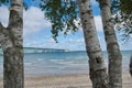 Mackinaw bridge over Lake Superior and Lake Huron Royalty Free Stock Photo