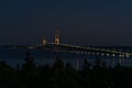 The Mackinaw Bridge after sunset from the Upper Peninsula. Royalty Free Stock Photo
