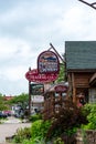 Mackinaw City, MI - July 15, 2021: Sign for Mackinac Island Winery l in Mackinaw City on MI on July 15, 2021. Royalty Free Stock Photo