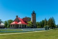 Mackinaw City, MI - June 17, 2022: Grounds for the Old Mackinac Point Lighthouse Royalty Free Stock Photo