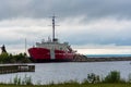 Mackinaw City, Michigan, USA - July 15, 2021: The USCGC Mackinaw is a retired US Coast Guard icebreaker.