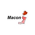 Macon City of France map vector illustration, vector template with outline graphic sketch style isolated on white background Royalty Free Stock Photo