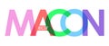 MACON. The name of the city on a white background. Vector design template for poster, postcard, banner