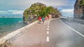 Maconde viewpoint, Mauritius. Cape Flinders with road and ocean