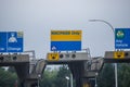 MACPASS On banner at Toll Plaza. MAC PASS is electronic tolling system for Halifax Harbour Bridges HHB Royalty Free Stock Photo