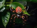 Macracantha arcuata, a long-horned orb weaver spider in Borneo Royalty Free Stock Photo