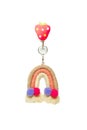 Macrame keychain on a white background. This is a handmade key chain made from macrame thread