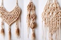 Macrame related images, cut out on white background