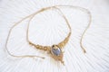 waxed string necklace with gemstone lapis lazuli