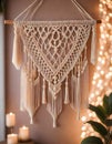 Macrame Wall Hangings Illuminated by Enchanting Glow, Generative AI