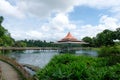 View of boardwalk, zig-zag bridge & bandstand at MacRitchie Reservoir Park, Singapore