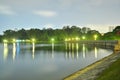 Macritchie Reservoir with trees by night Royalty Free Stock Photo