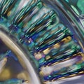 Macro abstract art background of beautiful lead crystal glass reflecting brilliant blue green color Royalty Free Stock Photo
