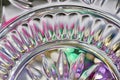 Macro abstract art background of beautiful lead crystal glass reflecting brilliant pink color Royalty Free Stock Photo