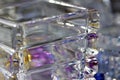 Macro abstract background of a beautiful thick lead crystal glass square bowl