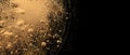 Macro Abstract bubble texture marble horizontal background. Acrylic gold and black color in water and oil