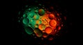 Vibrant oil bubbles glow against a dark abyss Royalty Free Stock Photo