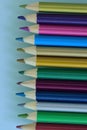 Macro details of lined up colorful wooden pencils Royalty Free Stock Photo