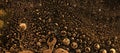 Macro black and gold Abstract bubble texture background. Acrylic color in water and oil