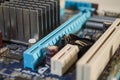 Macro blue PC Motherboard in detail