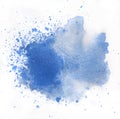 Macro blue watercolor splash, isolated on white background