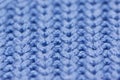 Macro of blue woolen pattern, close up Royalty Free Stock Photo