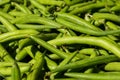 Macro of Bunch of Fresh Green Beans at Local Food Market