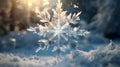 Macro Captured Crystal Snowflakes Floating on Ethereal Winter Backdrop. Generative Ai Royalty Free Stock Photo