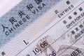 Chinese Visa document, passport page, travel permit