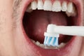 Macro of cleaning teeth Royalty Free Stock Photo