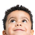 Macro close up of afro american boy looking at corner Royalty Free Stock Photo