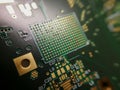 Macro close up of PCB BGA footprint