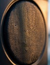 Macro Close-up of Bluetooth Speaker Mesh Texture with Soft Bokeh Background Royalty Free Stock Photo
