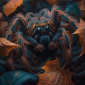 Macro close-up of a colorful spider on a tree, Generated by AI