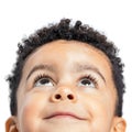 Macro close up of cute afro american boy looking up Royalty Free Stock Photo