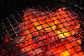 close up of Empty Barbecue Flaming Charcoal Grill With Bright Fire , Food Background Or Texture. Copy Space