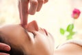 Macro close up of facial relaxing massage. Royalty Free Stock Photo