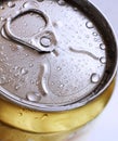 Macro close up of a frosty cold beer can
