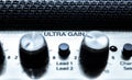 Ultra gain volume control concept, guitar amplifier knobs detail Royalty Free Stock Photo