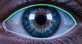 Futuristic Biometric Eye Scanning Technology for Enhanced Data Security and Digital Connectivity Royalty Free Stock Photo