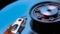 Macro Close up of inside of magnetic Hard Disc Drive Royalty Free Stock Photo