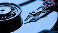 Macro Close up of inside of magnetic Hard Disc Drive Royalty Free Stock Photo