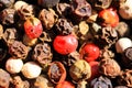 Macro close up of isolated pile with mixed peppercorns Royalty Free Stock Photo