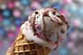 Macro close up of a java chip ice-cream cone, summer feeling background, AI Generative Royalty Free Stock Photo