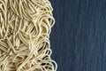 Macro close-up of noodles on stone slate background Royalty Free Stock Photo