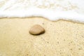 Macro close up of ocean sea water rushing in to sandy beach shore Royalty Free Stock Photo