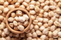 Macro Close-up of Organic chhole chana or Kabuli chana Cicer arietinum or whole white Bengal gram dal in an earthen clay pot Royalty Free Stock Photo