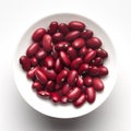 Macro Close-up of Organic Rajma,  Laal Lobia  or red kidney beans dal inside a ceramic white bowl. Royalty Free Stock Photo