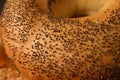 Macro close-up of poppy seed bagel